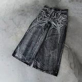Shopmocho Y2K Baggy Jeans vintage Splicing embroidery Pattern high quality jeans Hip Hop Gothic Streetwear men women Casual wide leg jeans