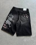 SHOPMOCHO Y2K New Popular Denim Shorts Patch Vintage Shorts Men Women Street Hip Hop Fashion Harajuku Punk Loose High Waist Wide Leg Pants