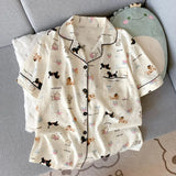 SHOPMOCHO 2Summer short-sleeve pajama set for women, comfortable and trendy, shorts suitable for wearing outside, home wear s