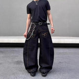 SHOPMOCHO 2025 Summer New Men's Y2k Pocket Decoration Jeans Harajuku Retro Fashion Trend Street Hip-Hop Casual Loose Niche Men's Bottoms