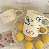 Shopmocho Bow shaped mug for girls with high looks, home ceramic water cup