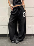 SHOPMOCHO Y2K Harajuku Blue Casual Hip-Hop Retro Sweatpants Street Pants Rock Roll Women's Trendy Oversized Washed Loose Wide-Leg Pants