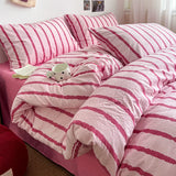 SHOPMOCHO Striped Printed Microfiber Duvet Cover Set Bedding Set, Breathable Lightweight Soft, Fade-Resistant Hypoallergenic Washable