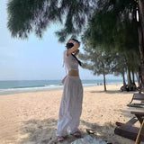 Shopmocho American Retro Butterfly Knot Full Print Paratrooper Pants Women Spring Summer Wide Leg Drawstring Casual Long Trousers