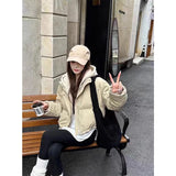 SHOPMOCHOHooded Short Parkas Women Fashion Black Patchwork Puffer Jacket Winter Streetwear Down Coats Korean Cotton Padded Outerwears New