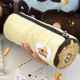 Shopmocho INS Large Capacity Pink Pen Bag Creative Soft Touch Pencil Case Stationery Storage Organizer Creative Students Gift