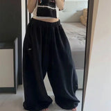 SHOPMOCHO Y2K Harajuku Blue Casual Hip-Hop Retro Sweatpants Street Pants Rock Roll Women's Trendy Oversized Washed Loose Wide-Leg Pants
