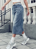 SHOPMOCHO New Loose Wide Leg No Elastic Denim Jeans Women's Casual Trousers American Korean Style Y2K Seven-Foot Pants