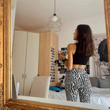 Shopmocho 2025 Summer Zebra Print Wide Leg Pants Y2K Trousers Sexy High Waist Women New Fashion Casual Female Stripe Streetwear 16395