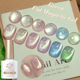 Shopmocho 10ml Green Cat Magnetic Gel Ultra Shine Holographic Glitter Semi Permanant Soak Off UV LED Gel Varnish For Manicure