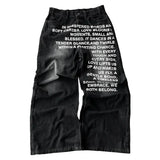SHOPMOCHO 2025 American Fashion Jeans Letter Printing Pattern High Street Casual Wide Legs Y2K Men's Retro Gothic Trendy Casual Pants
