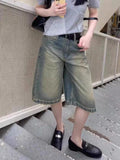 SHOPMOCHO S-4XL Denim Shorts Women Chic Leisure Streetwear High Waist Korean Style Summer Knee Simple Comfortable Students Clothing New