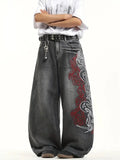 SHOPMOCHO Y2K High Street Dark Fashion Gothic Unisex Jeans American Harajuku Baggy Straight Pants Hip Hop Rock Trend Wide Pants
