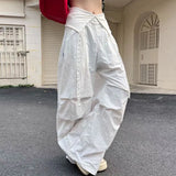 SHOPMOCHO Y2K Cargo Pants Women Streetwear Letter Diamond Baggy Sweatpants Harajuku White Wide Leg Joggers Summer Grunge Casual Trousers