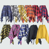 Shopmocho Fashion Tassel Hip Hop Irregular Men and Women Fake Shirt Hem Spring Autumn False Shirt Skirt Half-body Plaid Skirts Womens Saia