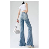 SHOPMOCHO Ladies Jeans Flare High Waist Denim Trouser Leisure Slimming Vintage Women's pants Y2k Flared Straight Leg Jeans On The Ground