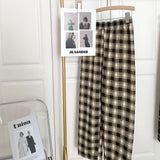 Shopmocho Women's High Waist Fleece Lined Wide Leg Pants Autumn Winter Comfortable Casual Korean Style Home Wear Slimming Trousers