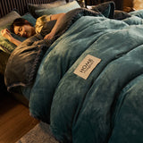 SHOPMOCHO Winter Plush Couple Bed Duvet Cover Bedspreads For Single Double Queen King Bed Velvect Warm Soft Nordic Couple Bed Quilt Cover