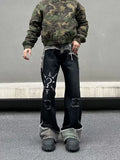 SHOPMOCHO 2025 Punk Y2K Style Camouflage Patchwork Graffiti Baggy Ripped Jeans Pants For Men Clothes Straight Long Trousers Pantalon Homme