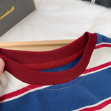SHOPMOCHO 2025 Stylish Boys' Striped Sweatshirt  Comfortable Long Sleeve Top for Spring & Autumn Casual Base Layer Shirt