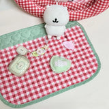SHOPMOCHO Cute New Pink Love Quilted Japanese Style Ancient Table Mat Tablecloth Ins Style Student Desk Material Heart Shaped Table Mat