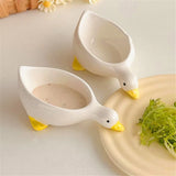 Shopmocho 2pcs ceramic duck seasoning dish, salad dipping dish, cream mini bowl, cute design afternoon tea cutlery