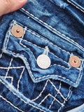 Shopmocho Harajuku Gothic Retro Pocket Embroidered Blue Baggy Jeans Buddha Embroidery Logo Jeans Y2K Men Women Low Waist Wide Leg Trousers