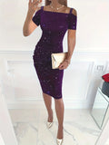 Shopmocho 2025 New Spring And Summer New Style Sparkly Off-the-shoulder Sexy Diamond-encrusted Halter Dress Woman