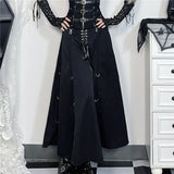 Shopmocho Goth Streetwear Gothic Skirt Women Harajuku Emo Alternative Grunge High Waist Bandage A-line Skirts Y2k E-girl Indie Clothes