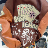 SHOPMOCHO American New Retro Letter Flocking Splicing Jacket Female Y2K High Street Fashion Hip-hop Loose Tooling Baseball Uniform Jacket