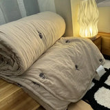 SHOPMOCHO Summer Quilt Japanese Minimalist And Fashionable Coffee Colored Washed Cotton Single Quilt With Air Conditioning, Machine Washed