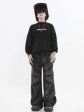 SHOPMOCHO New National Tide Couples American Raw Edge Stone Mill Washed Jeans Y2K Gothic Punk Style Loose Straight Tube Make Old Trousers