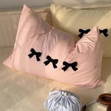 Shopmocho Plaid Bow Knot Pillowcase Korean Y2k Fashions Women Blackpink Dakimakura Sleeping Pillows Cover Bedroom Decoration Girl Gifts