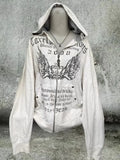 SHOPMOCHO Korean Fashion Simple Gray Double Sided Oversized Zipper Hoodie Women Y2K New Harajuku Gothic Casual Joker Couple Sweatshirt