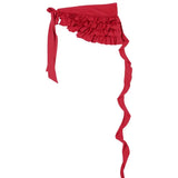 SHOPMOCHO Embroidered Flower Lace Mini Skirt Irregular See Through Ruched Skirts Lace-up Design High Waist Pleated Skirts