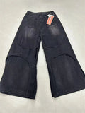 SHOPMOCHO Men's Double Layered Spliced Wide Legs Jeans Sweatpants Spring Bottom Young Boy Casual Pants Male High Waist Y2k Cool Trousers