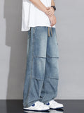 SHOPMOCHO Men's Cargo Jeans 2026 New Spring Summer Wide Leg Denim Pants Straight Baggy Jeans Asian Size L-5XL