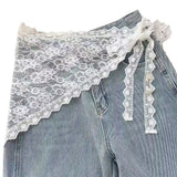 SHOPMOCHO Retro Sweet Flower Triangle Hair Scarf Women Girls Square Scarf Headband Korean French Pastoral Headdress Summer Lace Headwear
