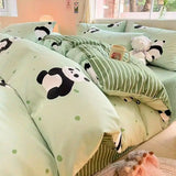 SHOPMOCHO Kawaii Bedding Set for Kids Ins Twin Queen Size Duvet Cover Flat Sheet Pillowcase No Filler Girls Boys Home Totel Bed Linens