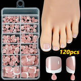 SHOPMOCHO 120Pcs Pink French Short Square Fake Nails 12-Sizes Full Cover Press On Nails Wearable Detachable Finished False Fingertips *TD