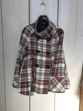 Shopmocho Warm Checkered Turtleneck Shoulder Straight Coat Women Double Breasted Full Sleeve Middle Long Coat Lady Autumn Winter Chic Coat