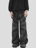 SHOPMOCHO New National Tide Couples American Raw Edge Stone Mill Washed Jeans Y2K Gothic Punk Style Loose Straight Tube Make Old Trousers