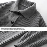 SHOPMOCHO 2025 Autumn Winter New Jersey Single breasted Men's Casual Sports Coat Solid Color Stand Collar Wweater Fleece Warm Cardigan
