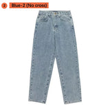 SHOPMOCHO Prints Jeans Men 2026 New Streetwear Baggy Wide Leg Jeans Korean Fashion Drapes Straight Casual Loose Denim Cargo Pants