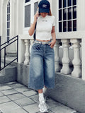 SHOPMOCHO New Loose Wide Leg No Elastic Denim Jeans Women's Casual Trousers American Korean Style Y2K Seven-Foot Pants