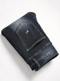 SHOPMOCHO Men y2k Stretchy Denim jeans Ripped Skinny Letter Print elastic waist Casual pants for men Hole Slim Fit Denim Hip Hop Trousers