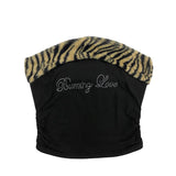 SHOPMOCHO Women's Sexy Slim Fit Y2K Leopard Print Vest Strapless Top Short Style Navel Exposed Casual Summer Fashion Letter Hot Drilling
