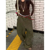 Shopmocho Loose Knife Edge High Waist Straight Leg Denim Jeans Women's Summer American Retro Silhouette Long Trousers for Casual Wear
