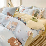 SHOPMOCHO Kawaii Bedding Set for Kids Ins Twin Queen Size Duvet Cover Flat Sheet Pillowcase No Filler Girls Boys Home Totel Bed Linens