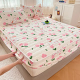 SHOPMOCHO 1pc Thicken Anti-mite Fitted Sheet With Elastic Band Non Slip Adjustable Mattress Cover For Double/Queen/King Bed 침대커버 Bed Cover